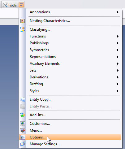 Tools Options
