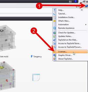 TopSolid access license window